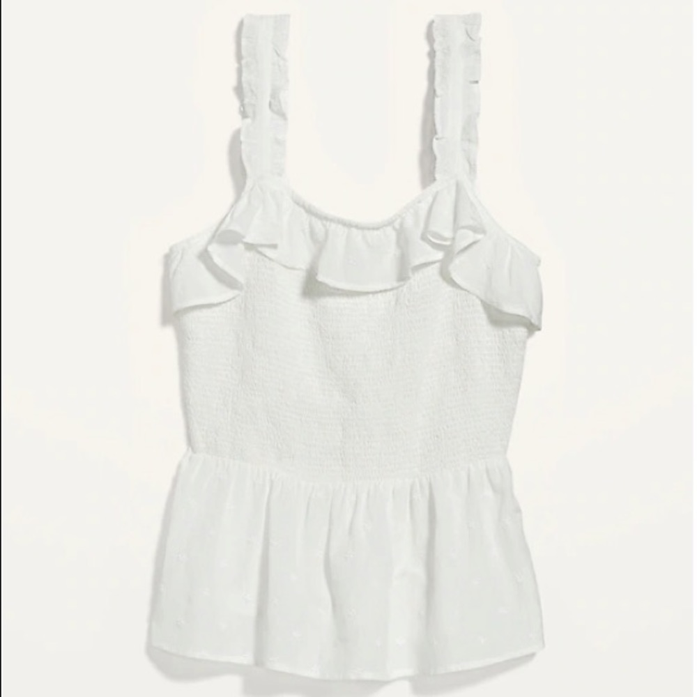 Ruffled Smocked-Bodice Sleeveless Top for Women